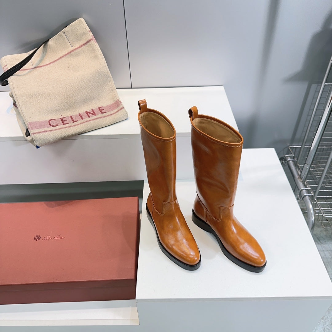LP 25S JOHN BOOT IN BURNT ORANGE CALFSKIN - 35