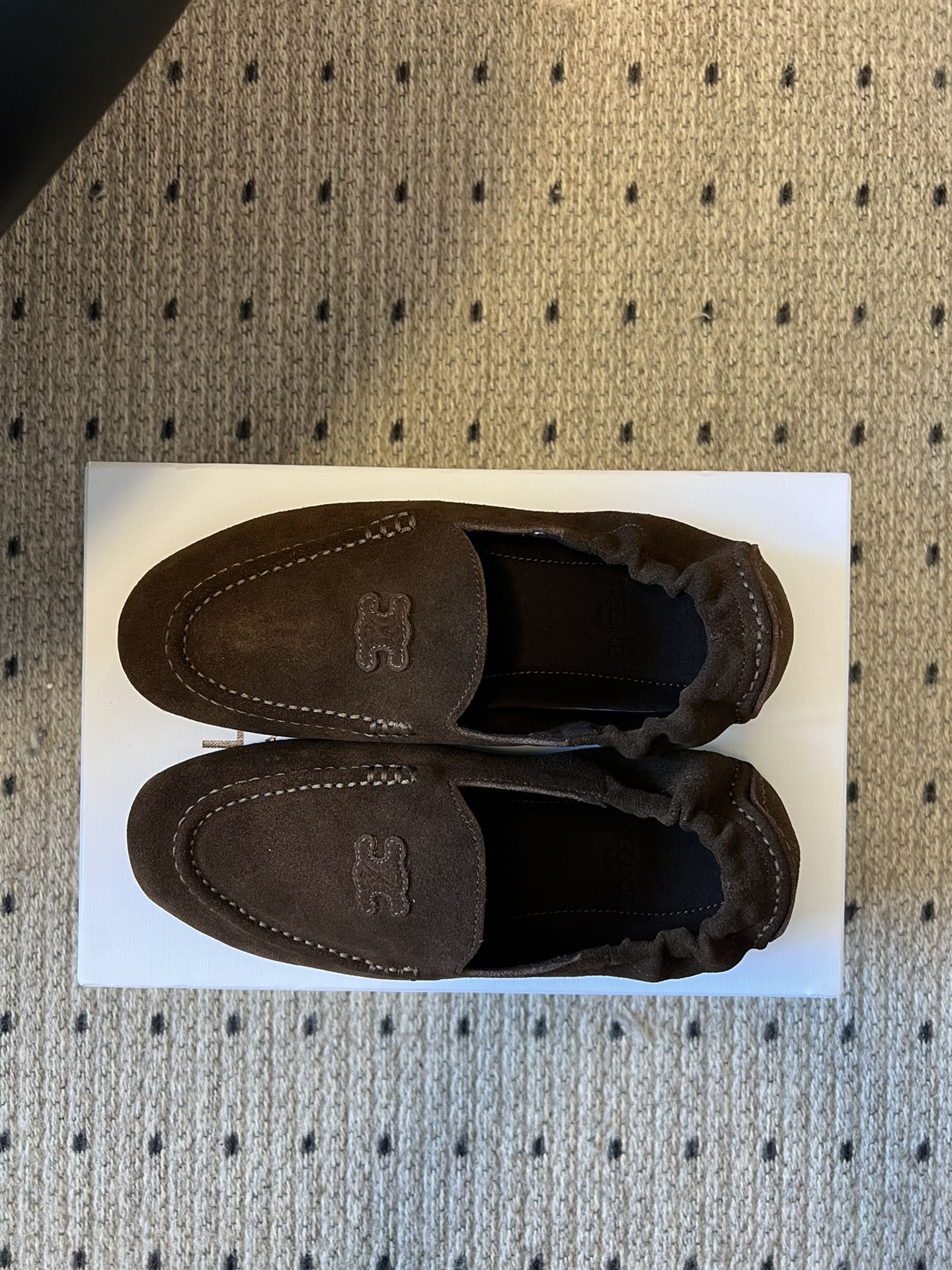 CELINE 25S LOAFERS FLAT IN DARK BROWN SUEDE - 35