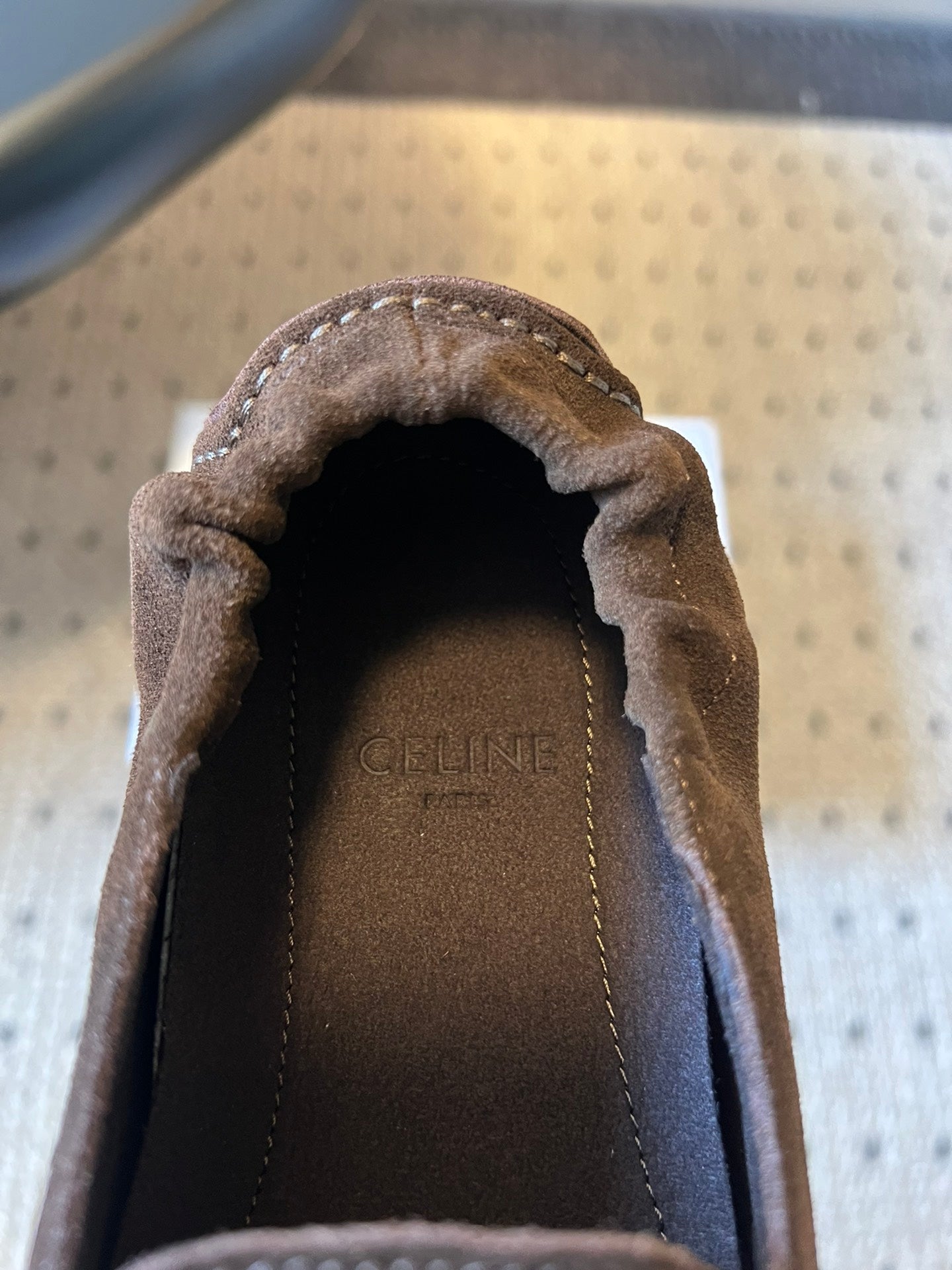 CELINE 25S LOAFERS FLAT IN DARK BROWN SUEDE - 35