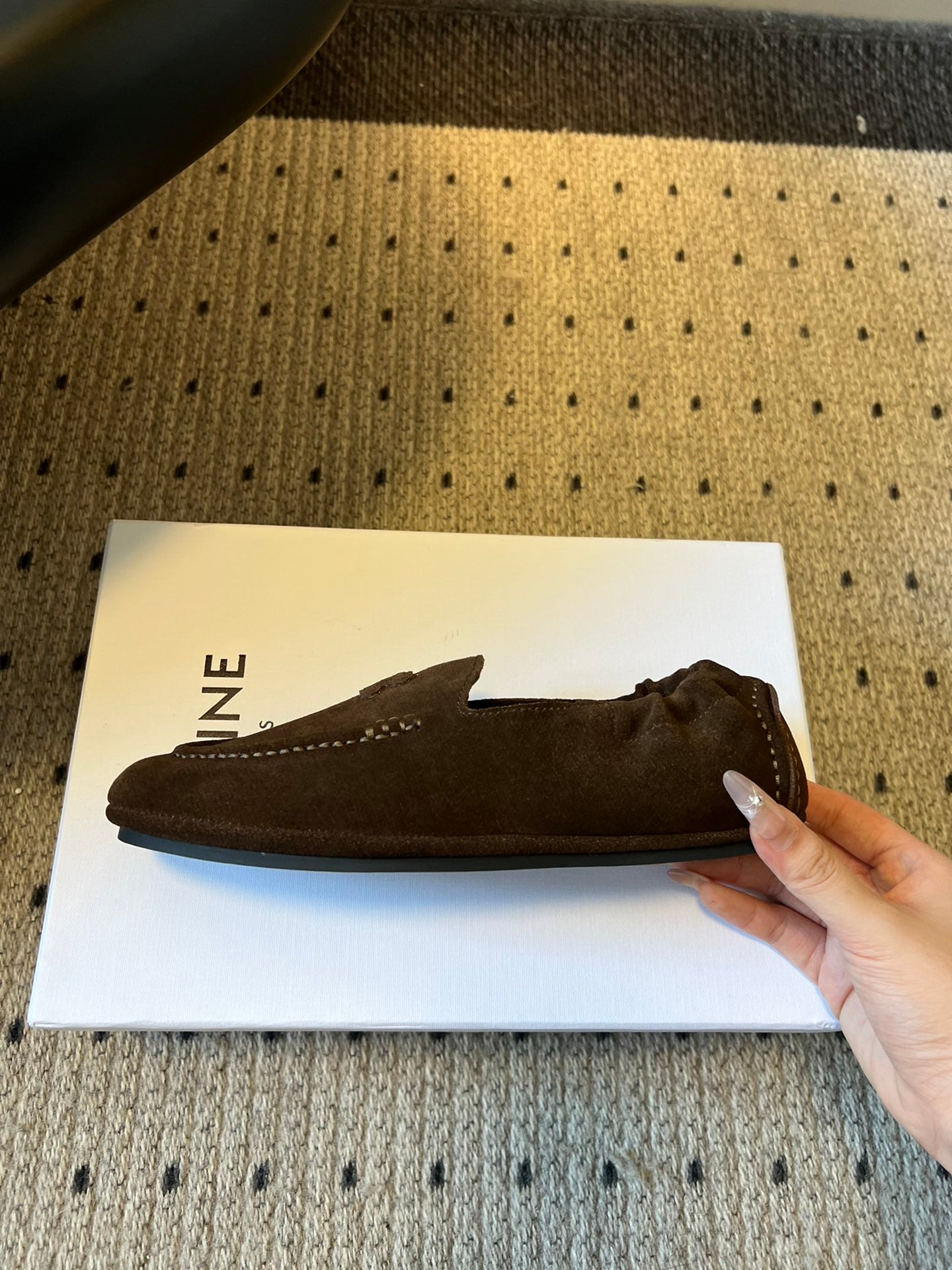 CELINE 25S LOAFERS FLAT IN DARK BROWN SUEDE - 35