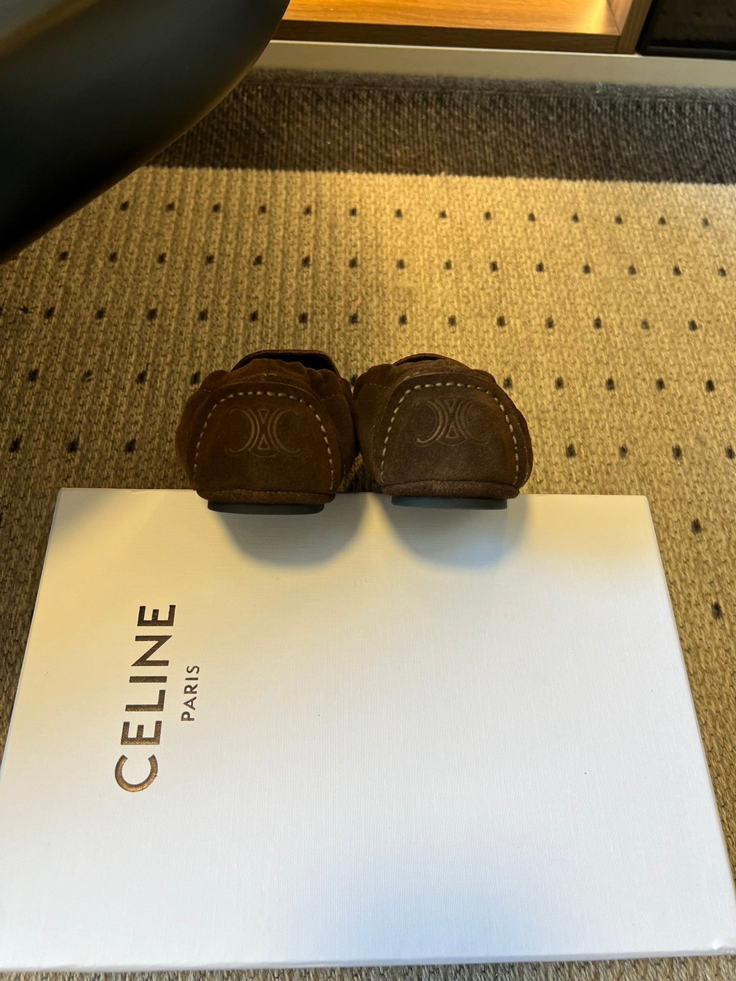 CELINE 25S LOAFERS FLAT IN DARK BROWN SUEDE - 35