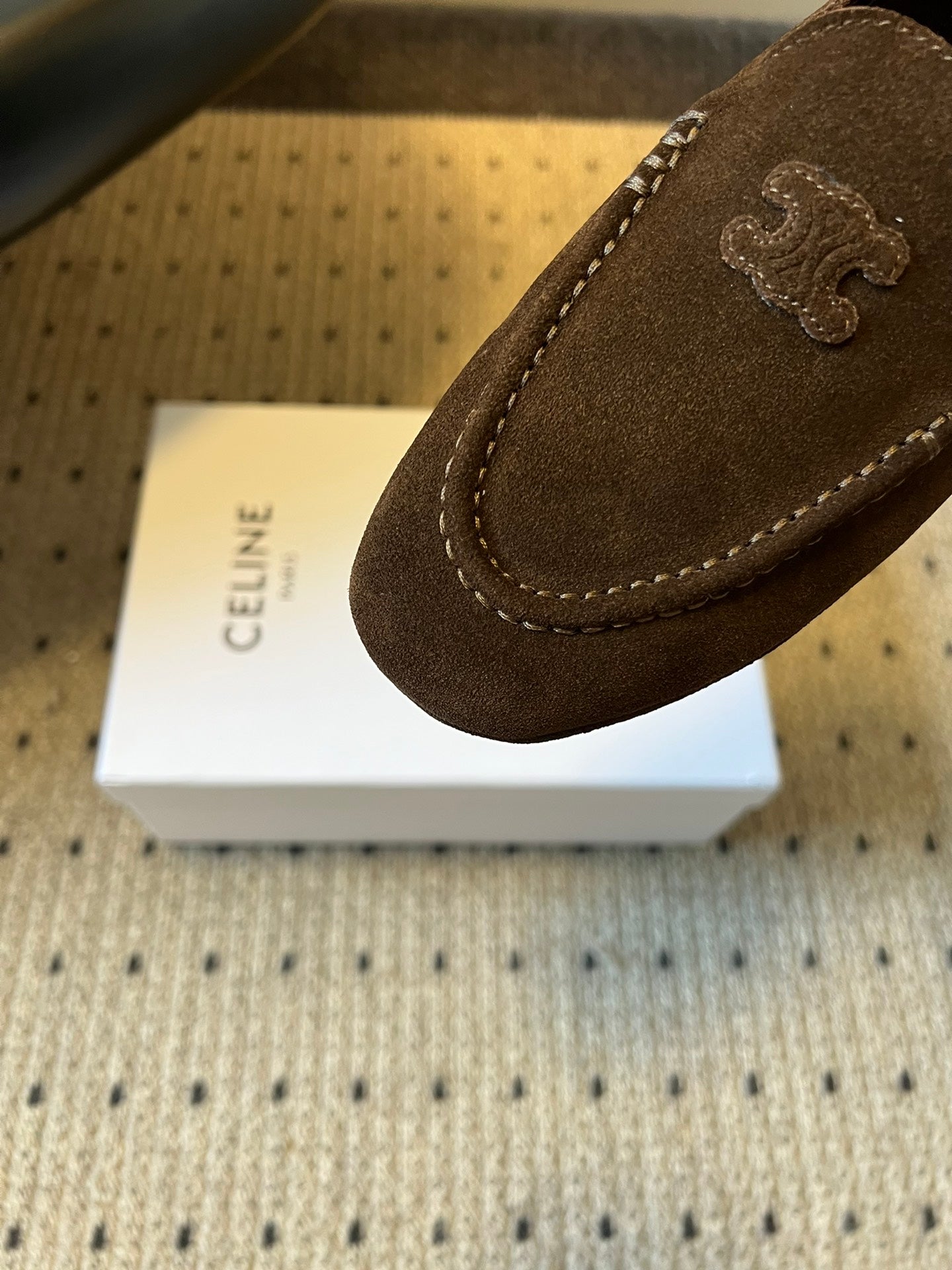 CELINE 25S LOAFERS FLAT IN DARK BROWN SUEDE - 35