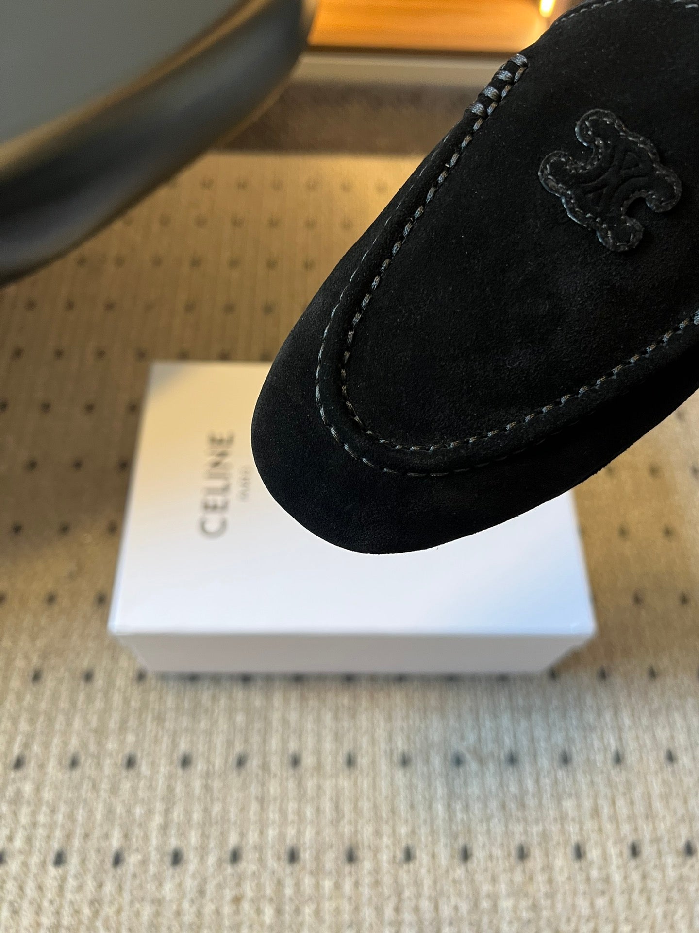 CELINE 25S LOAFERS FLAT IN BLACK SUEDE - 35