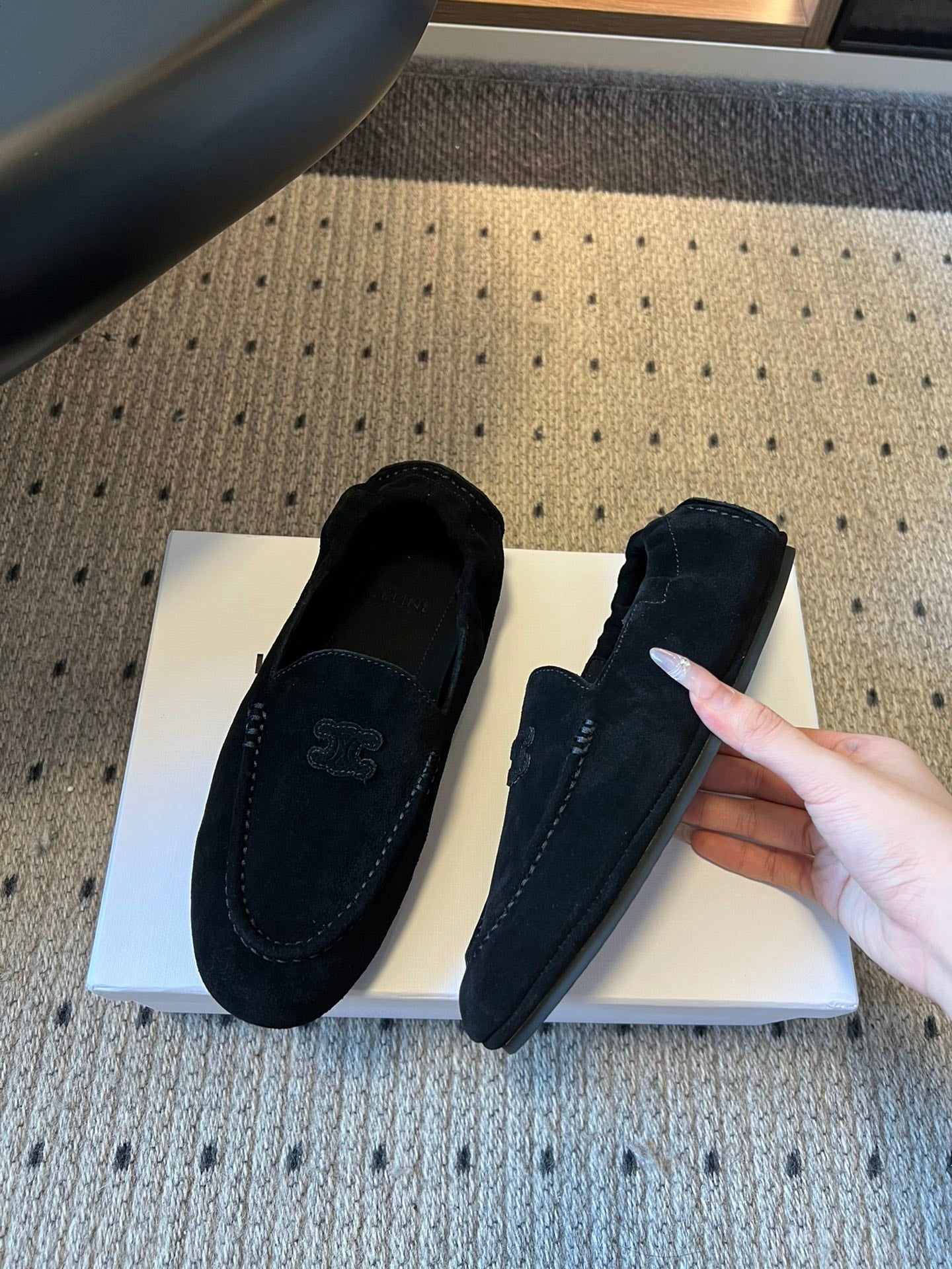 CELINE 25S LOAFERS FLAT IN BLACK SUEDE - 35