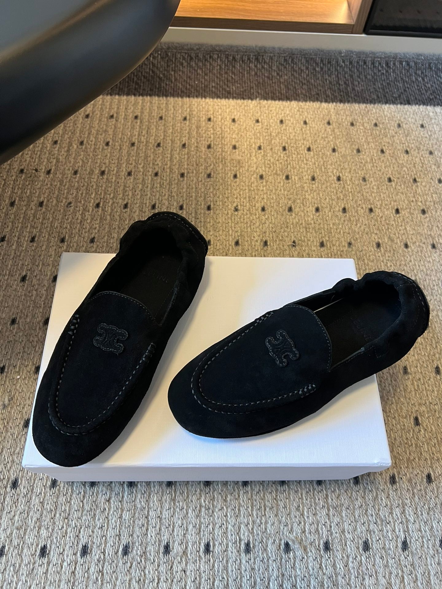 CELINE 25S LOAFERS FLAT IN BLACK SUEDE - 35