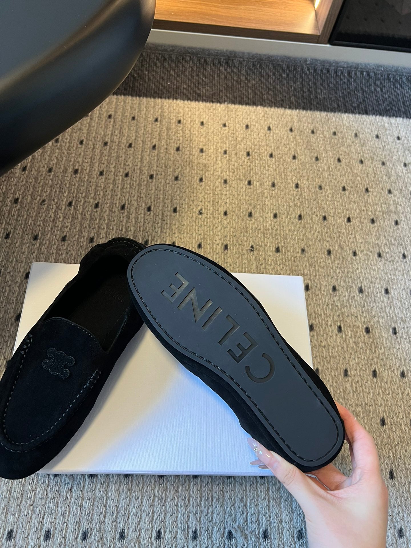 CELINE 25S LOAFERS FLAT IN BLACK SUEDE - 35