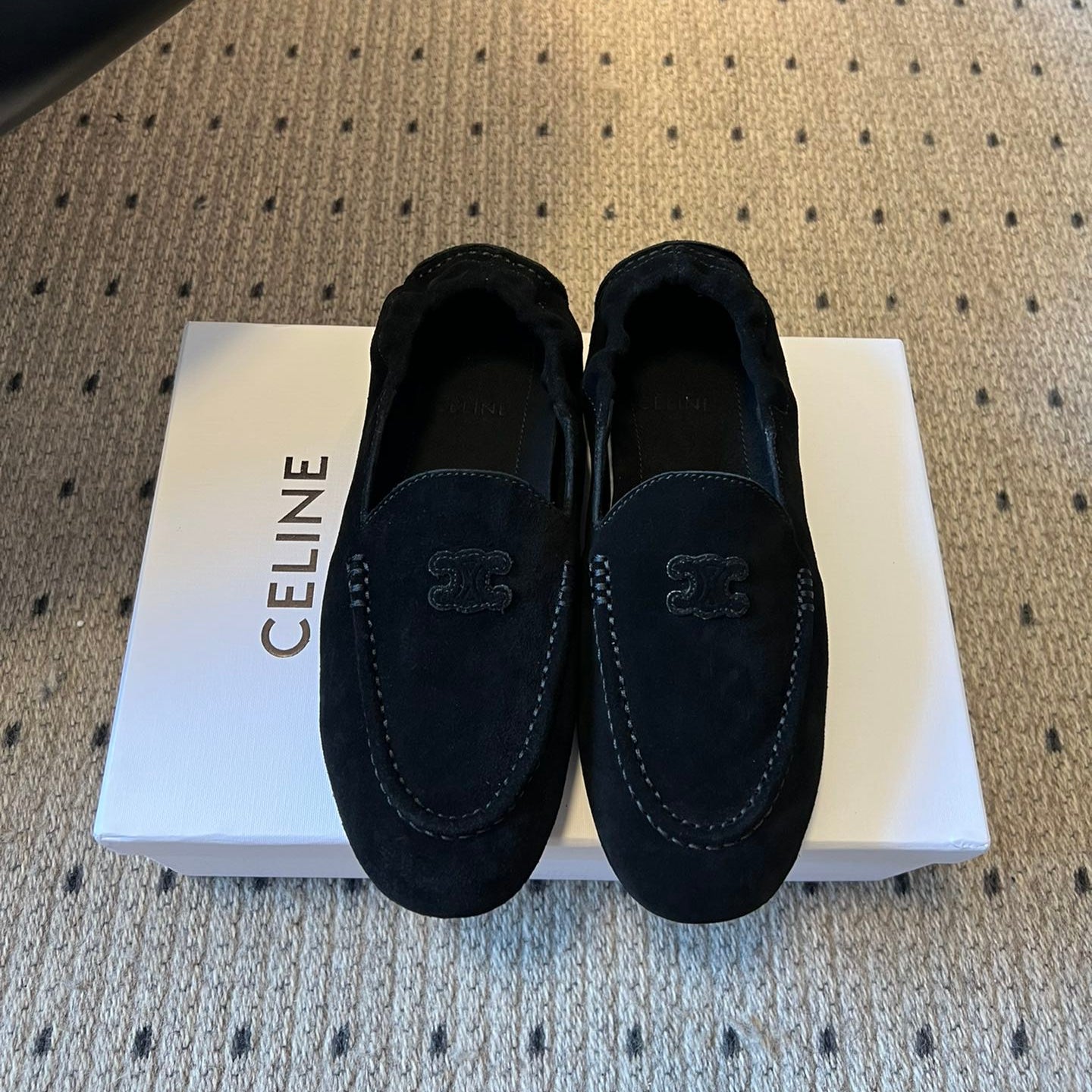 CELINE 25S LOAFERS FLAT IN BLACK SUEDE - 35