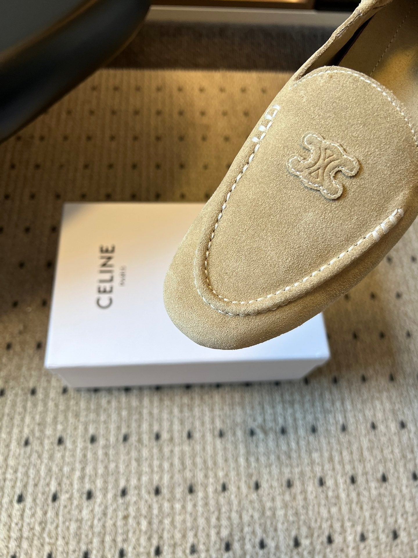 CELINE 25S LOAFERS FLAT IN LIGHT BROWN SUEDE - 35