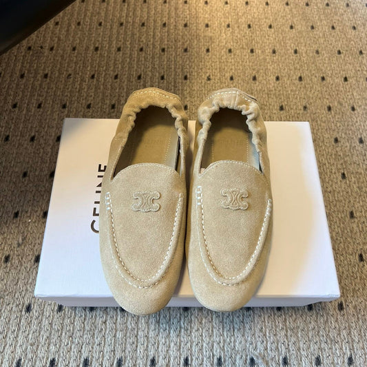 CELINE 25S LOAFERS FLAT IN LIGHT BROWN SUEDE - 35