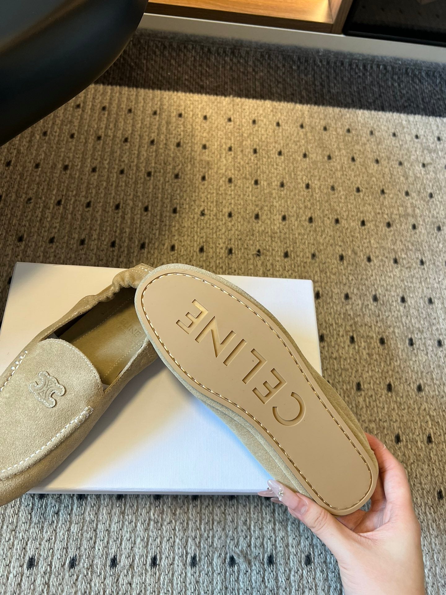 CELINE 25S LOAFERS FLAT IN LIGHT BROWN SUEDE - 35