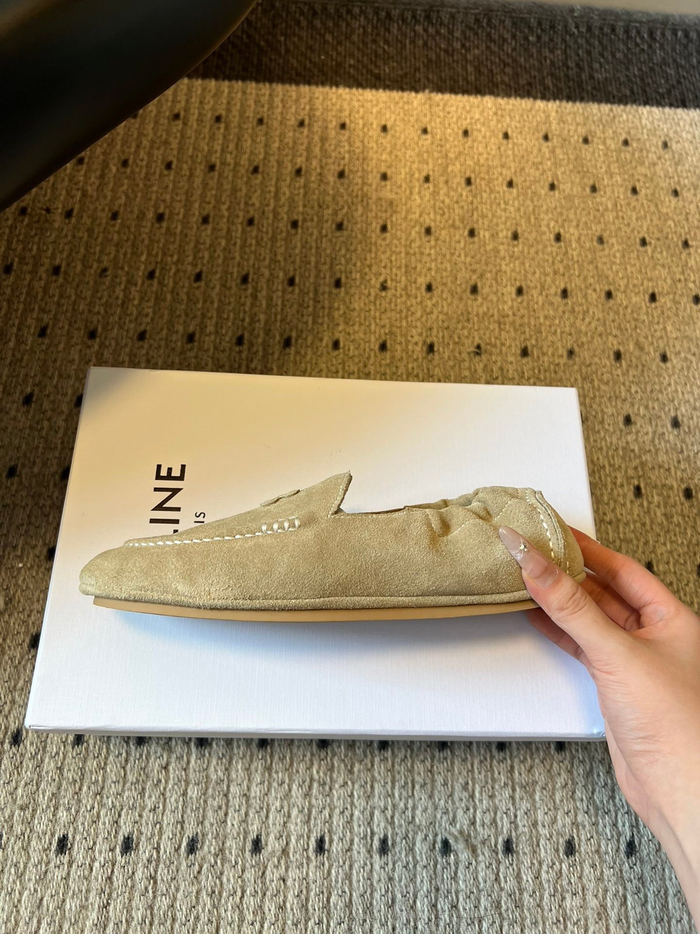 CELINE 25S LOAFERS FLAT IN LIGHT BROWN SUEDE - 35
