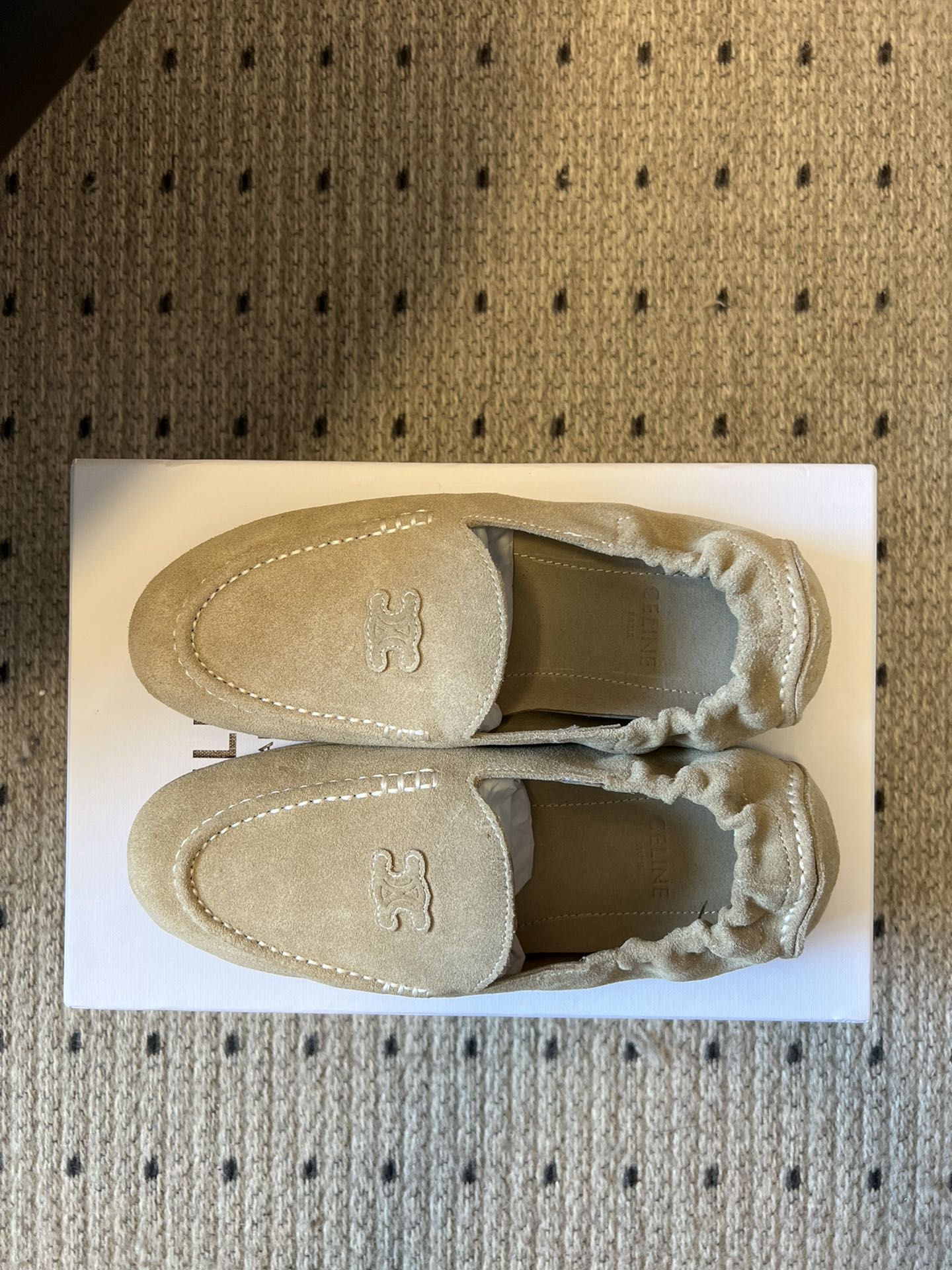 CELINE 25S LOAFERS FLAT IN LIGHT BROWN SUEDE - 35