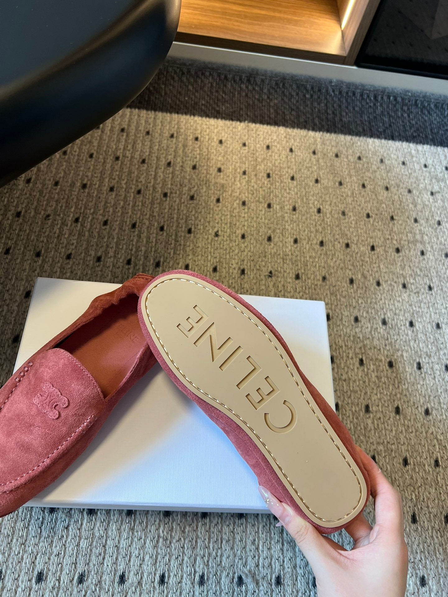 CELINE 25S LOAFERS FLAT IN PINK SUEDE - 35