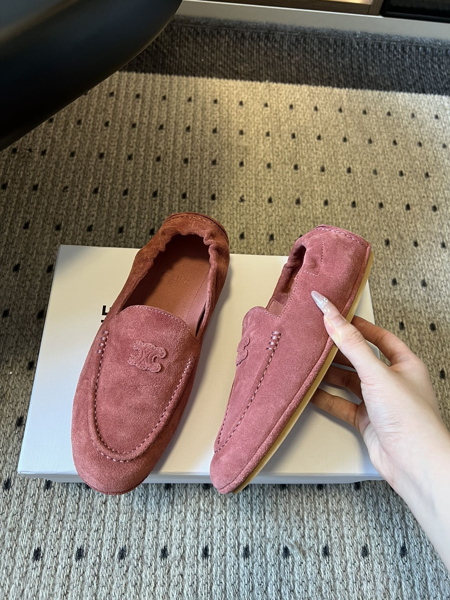CELINE 25S LOAFERS FLAT IN PINK SUEDE - 35