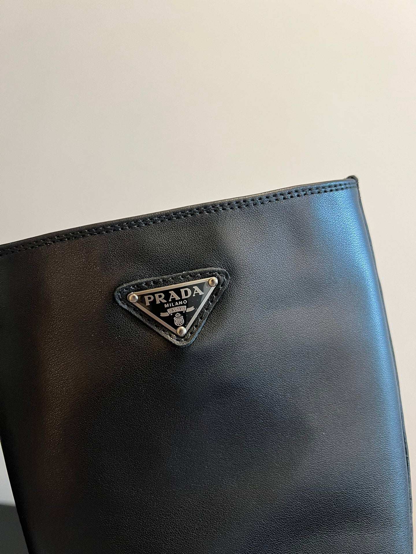 PRADA 25S HIGH-CUT PLATFORM BOOTS IN BLACK CALFSKIN WITH SILVER HARDWARE - 35