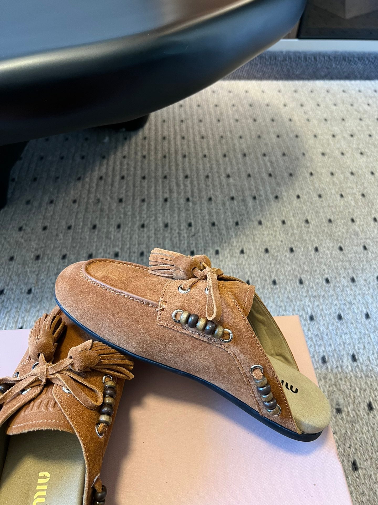 МУЛІ MIUMIU 26S З КАРАМЕЛЬНО-КОРИЧНЕВОЇ ЗАМШІ