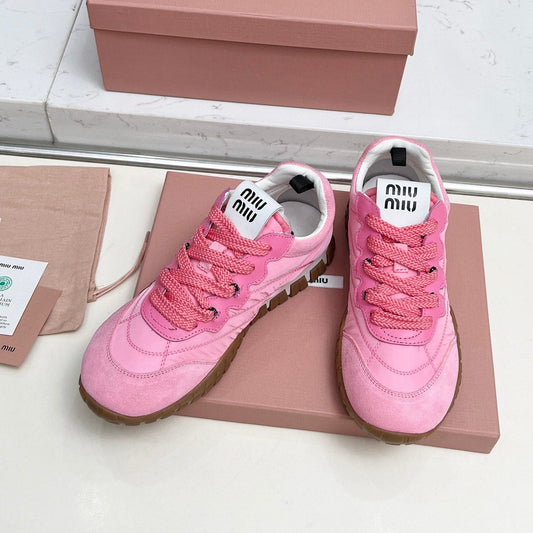 КРОСІВКИ MIUMIU 26S З РОЖЕВОЇ ТКАНИНИ ТА ЗАМШІ
