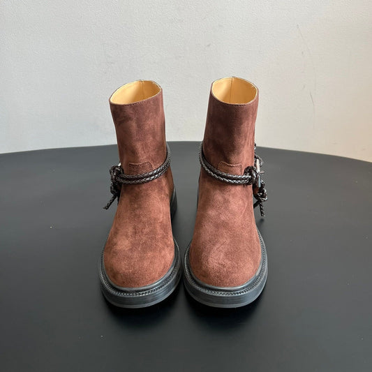 BOTTEGA VENETA 26S ЧЕРЕВИКИ НА КІСТОЧКУ З КОРИЧНЕВОЇ ЗАМШІ