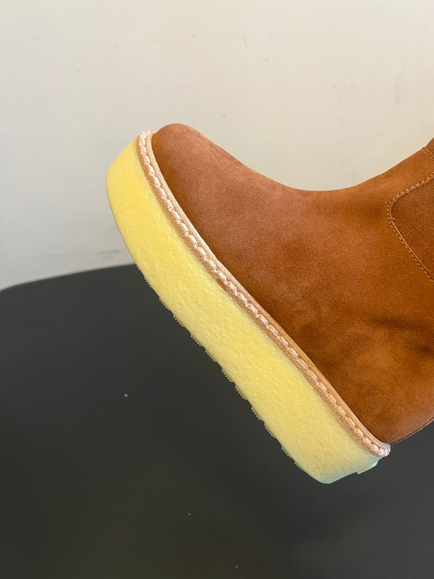 PRADA 25S ANKLE BOOTS 40 MM IN BROWN SUEDE SHEARLING-LINED - 35