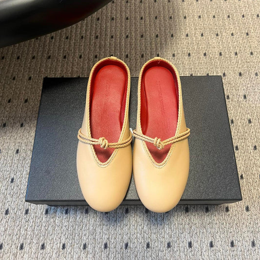 BOTTEGA VENETA 26S ПЛАСКІ МЮЛІ З БЕЖЕВОЇ ОВЕЧОЇ ШКІРИ