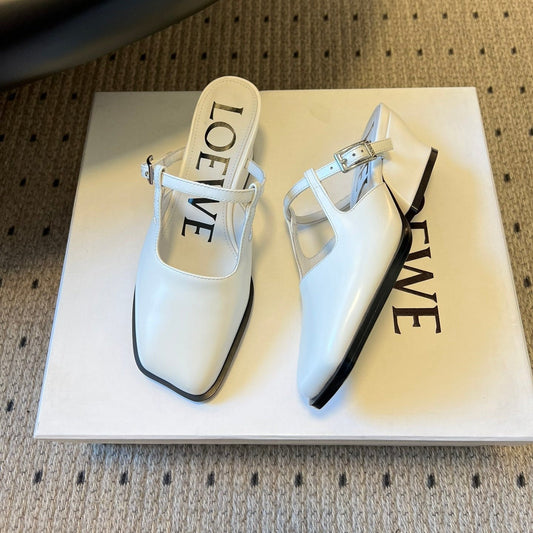 LOEWE 26S ONDA MULE 45 ММ З БІЛОЇ ГЛЯНЦЕВОЇ ТЕЛЯЧОЇ ШКІРИ