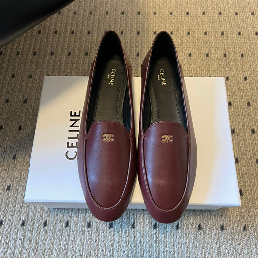 ЛОФЕРИ CELINE 26S З ТЕМНО-ЧЕРВОНОЇ ОВЧИНИ