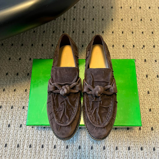ЛОФЕРИ BOTTEGA VENETA 26S З ТЕМНО-КОРИЧНЕВОЇ ЗАМШІ