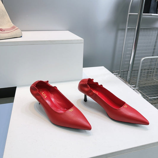 Туфлі PRADA 26S PUMPS 55MM З ТЕМНО-ЧЕРВОНОЇ ТЕЛЯЧОЇ ШКІРИ