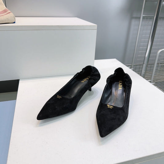 ТУФЛІ-ЧОВНИКИ PRADA 26S 55 ММ ІЗ ЧОРНОЇ ЗАМШІ