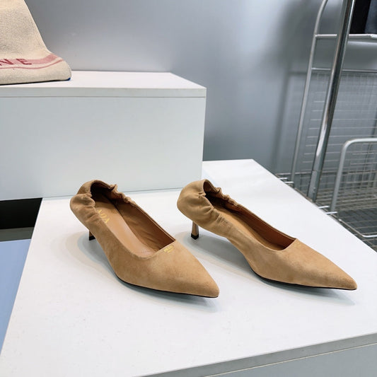 ЖІНОЧІ ТУФЛІ PRADA 26S 55 ММ ЗІ СВІТЛО-КОРИЧНЕВОЇ ЗАМШІ