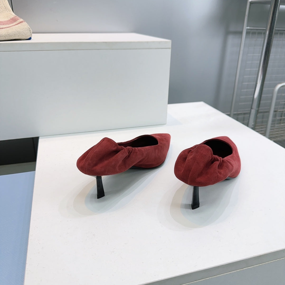 ТУФЛІ PRADA 26S 55 ММ З ТЕМНО-ЧЕРВОНОЇ ЗАМШІ
