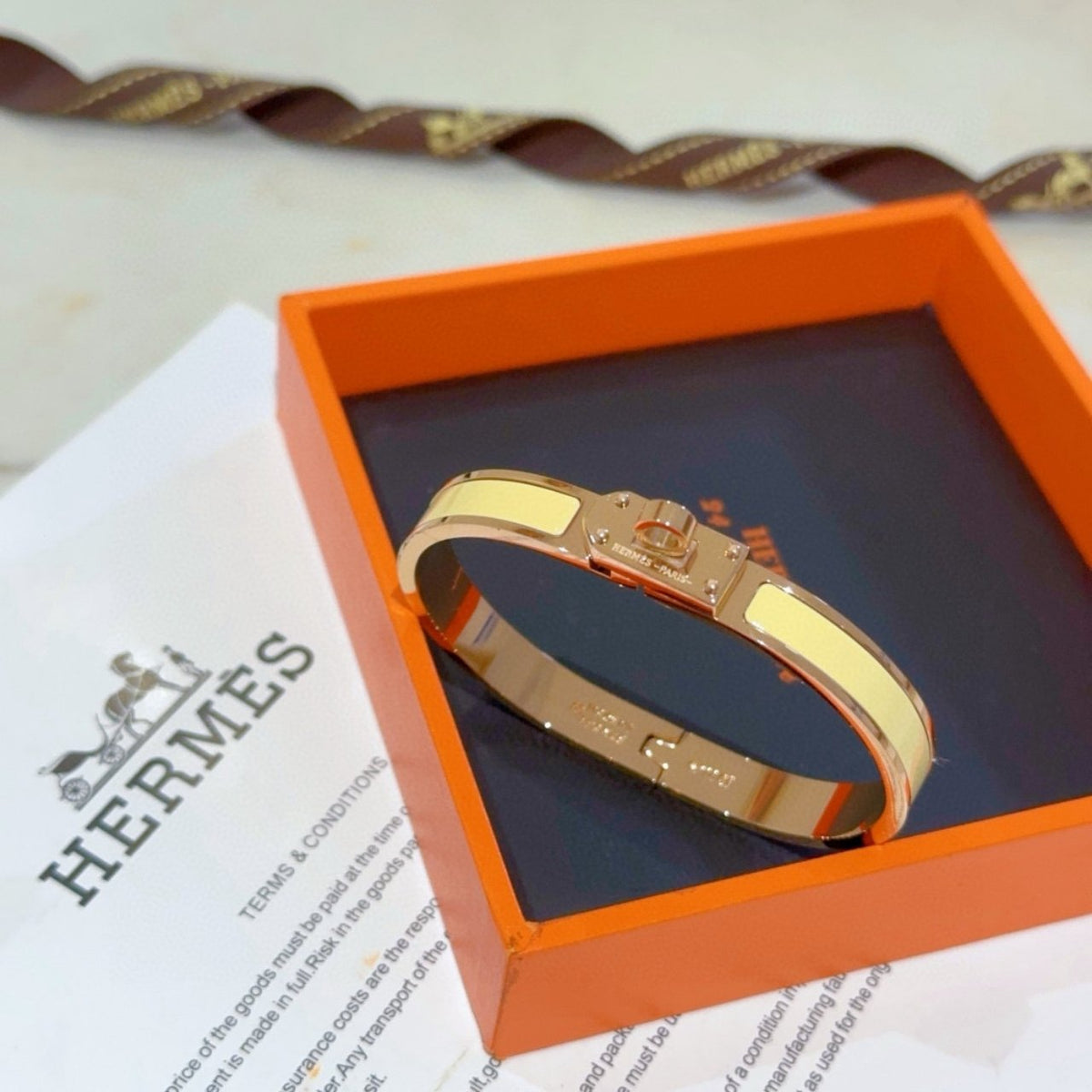 Hermes Mini Clic Kelly Bracelet Yellow And Rose Gold H200004FO68GM