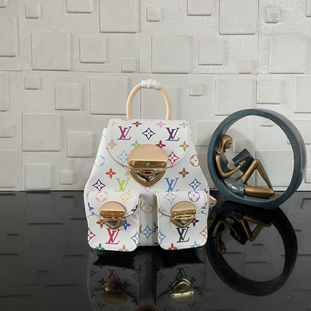 Super Vip 1:1 –  Louis Vuitton x Murakami Venice Backpack Multicolored White 20Cm M13081