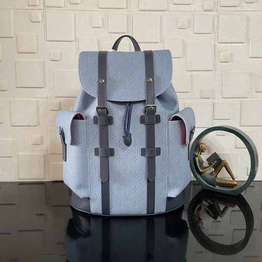 Super Vip 1:1 – Louis Vuitton Christopher MM Backpack Monogram Heritage Blue 44Cm M14676