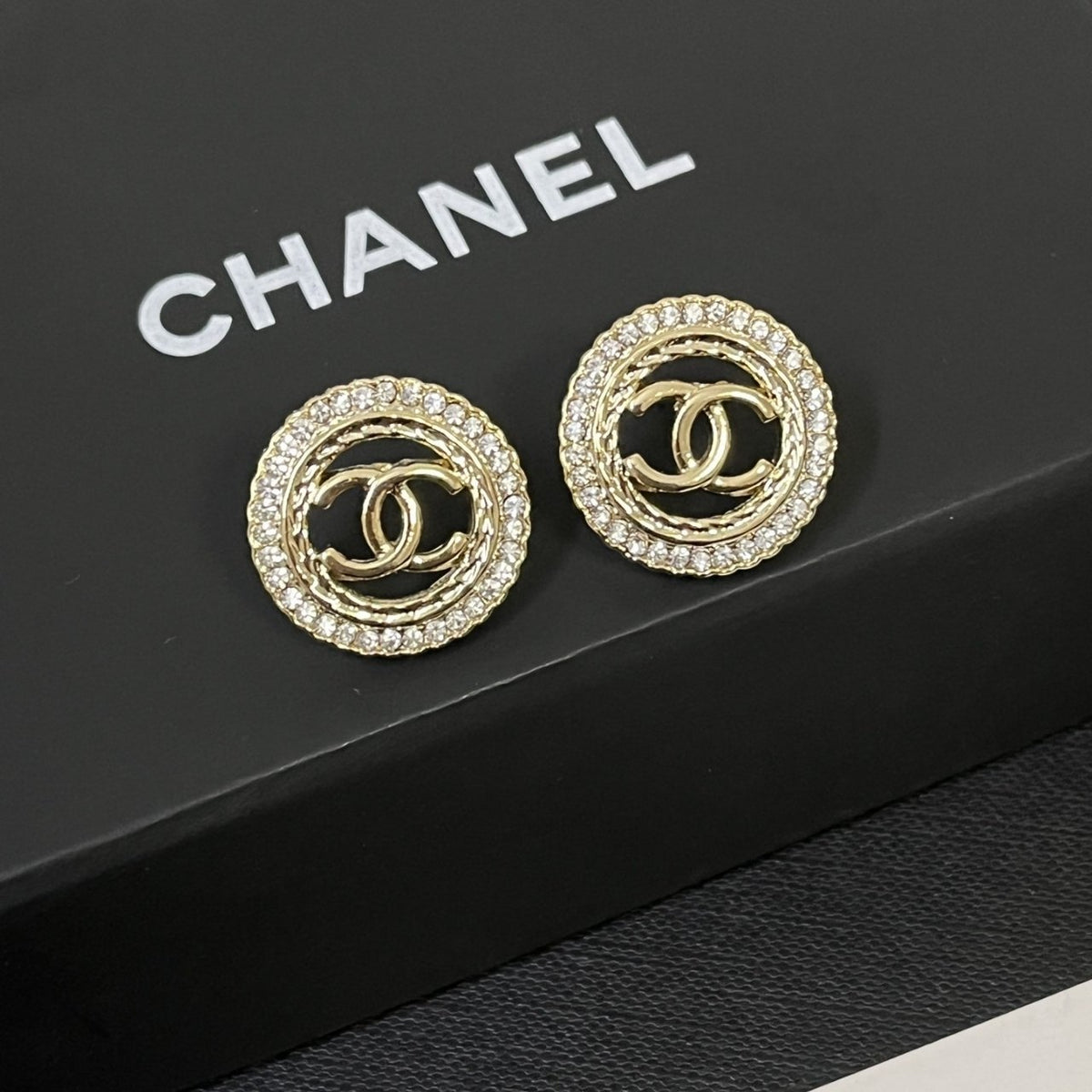Chanel Round Stud Earrings Gold