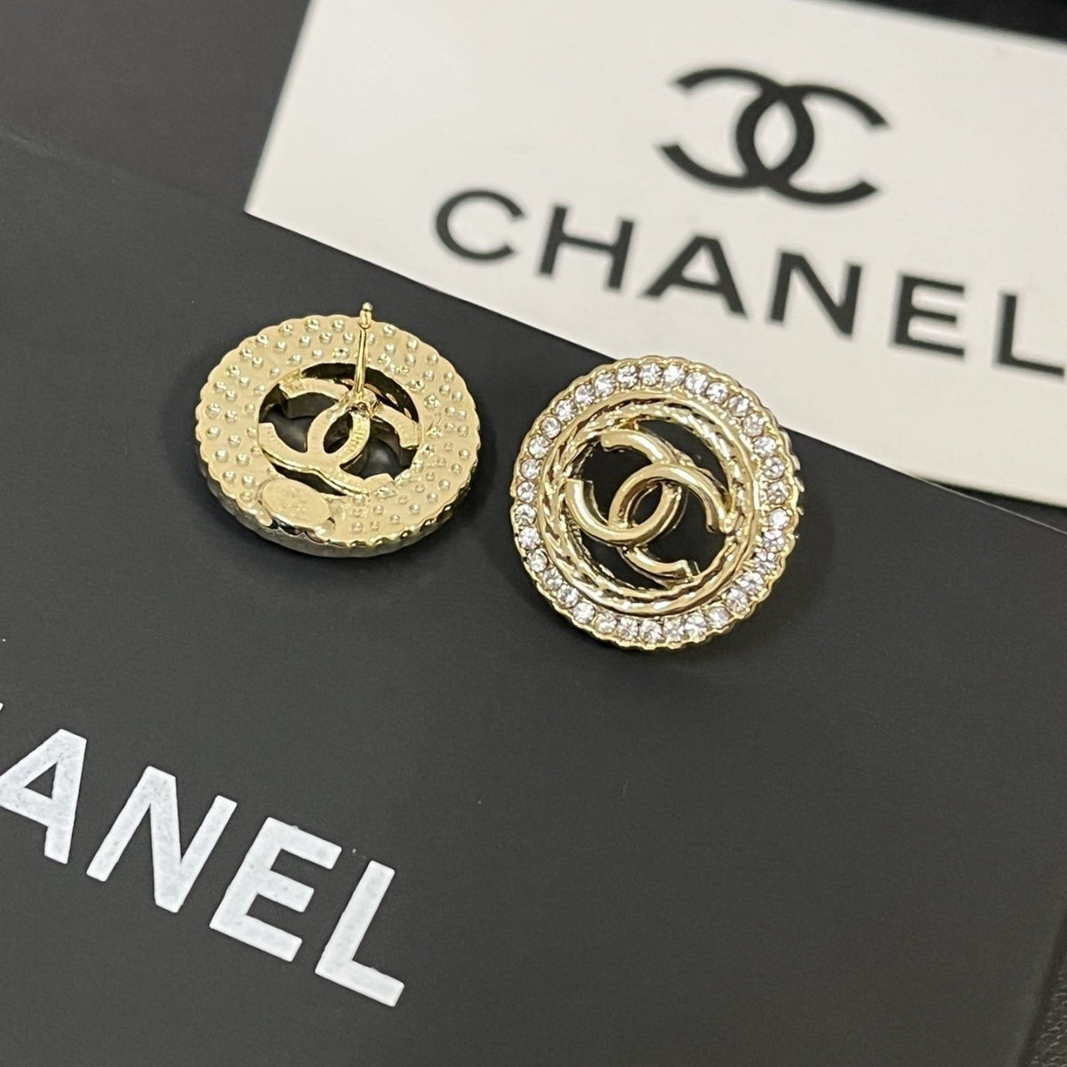 Chanel Round Stud Earrings Gold