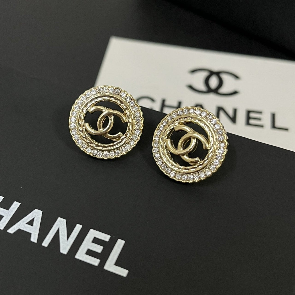 Chanel Round Stud Earrings Gold
