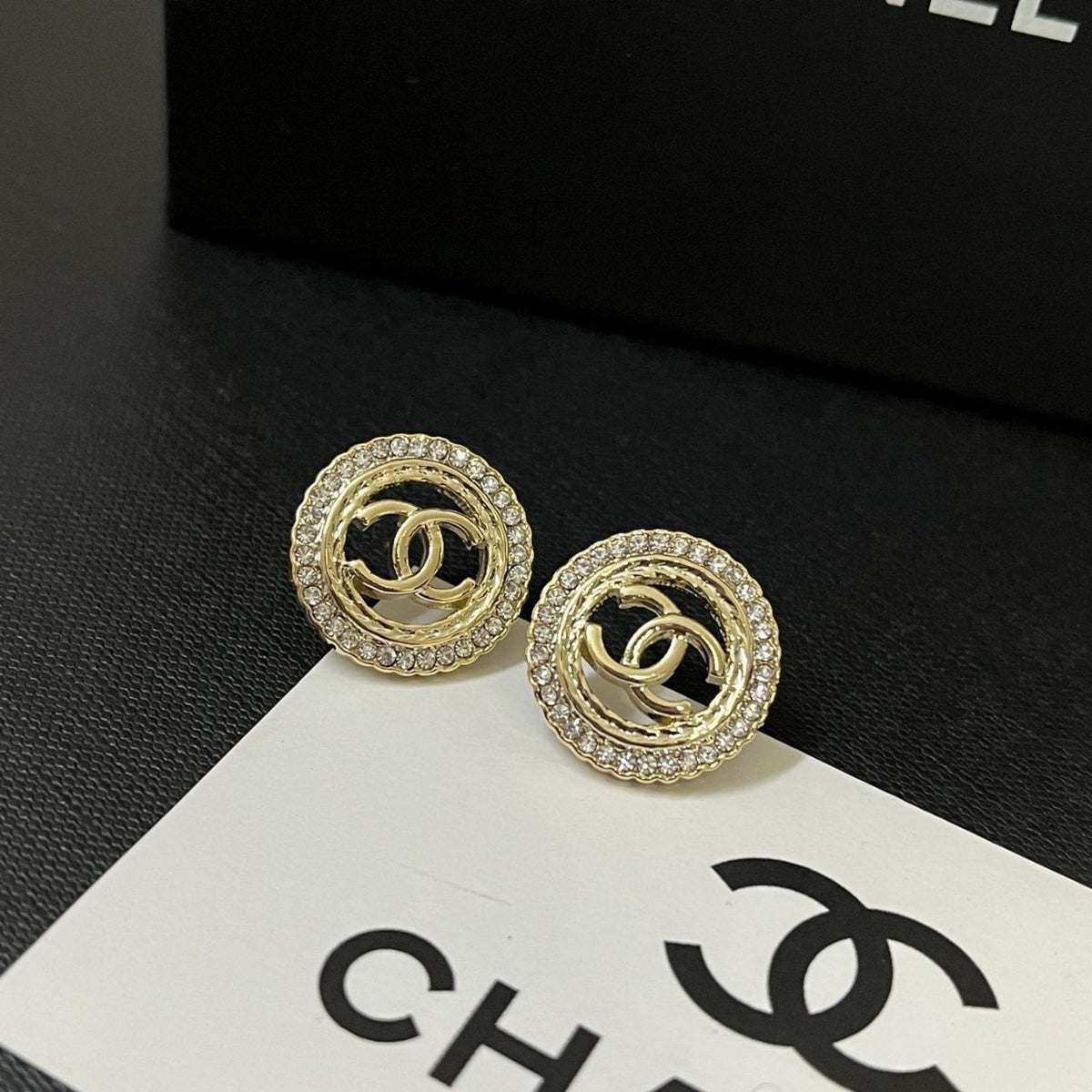 Chanel Round Stud Earrings Gold