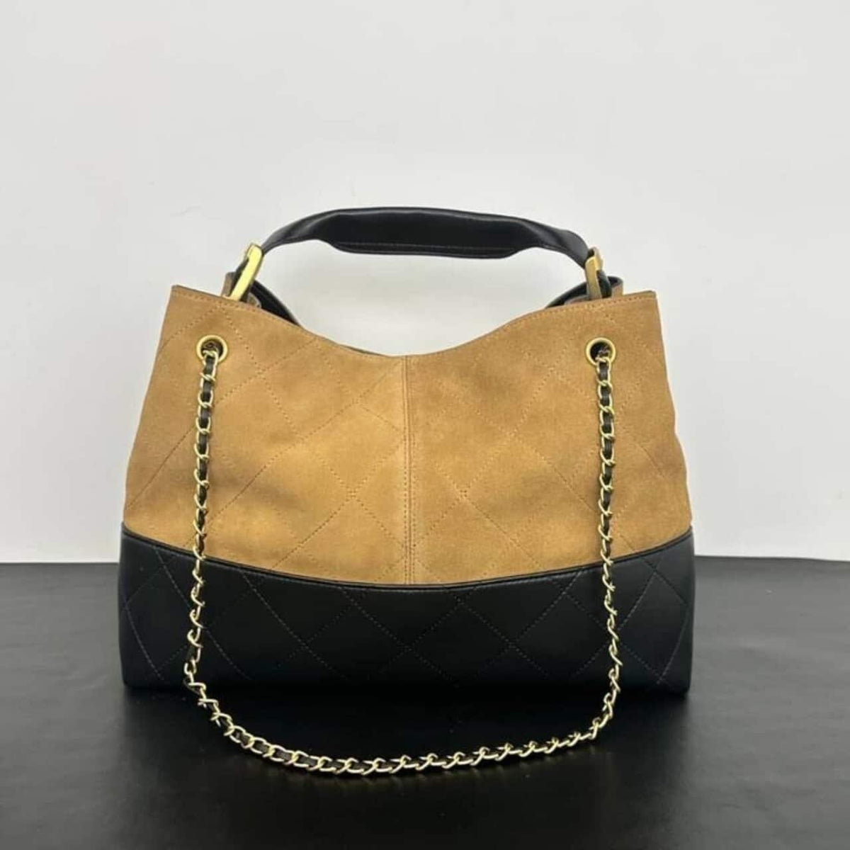 Super Vip 1:1 – Chanel Shopping Bag Gold Tone Mental Beige And Black 36Cm AS5657 B20827 U1536