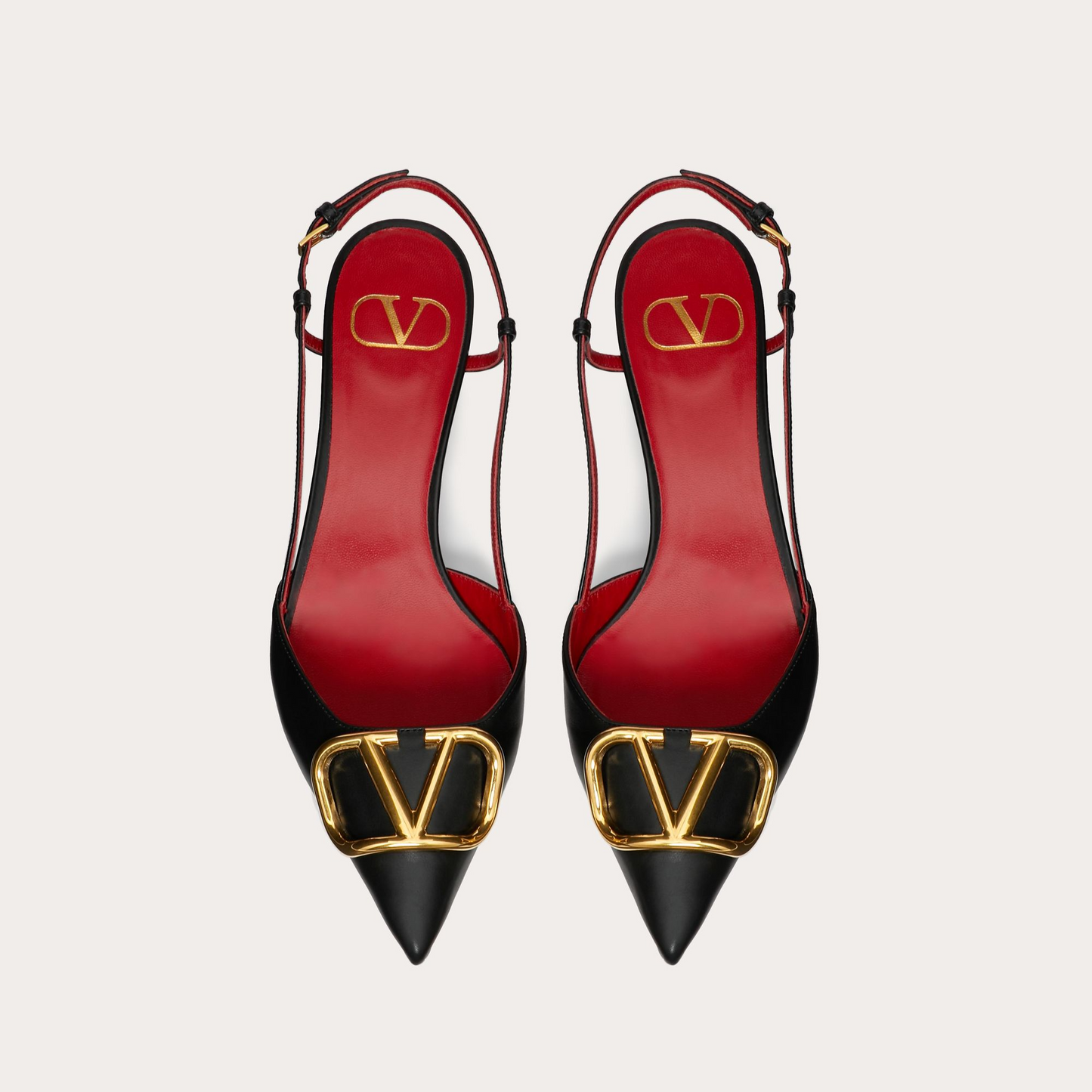 VLOGO SIGNATURE BLACK CALFSKIN SLINGBACK PUMP - 35 / 40 mm