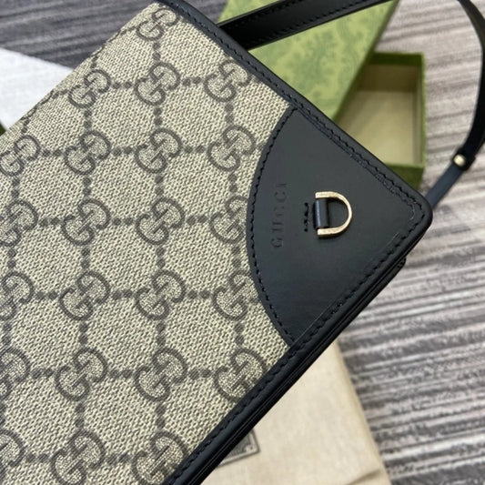 [SUPER VIP 1:1] – Gucci GG Emblem Super Mini Shoulder Bag Black 20cm 820688 FAD6L 9741