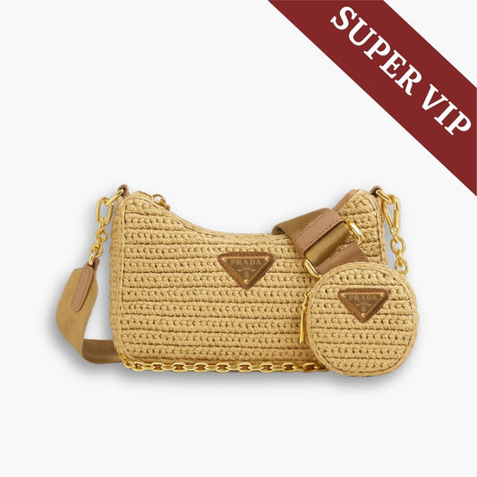 Super Vip 1:1 – Prada Re Edition 2005 Crochet Bag Natural 22Cm