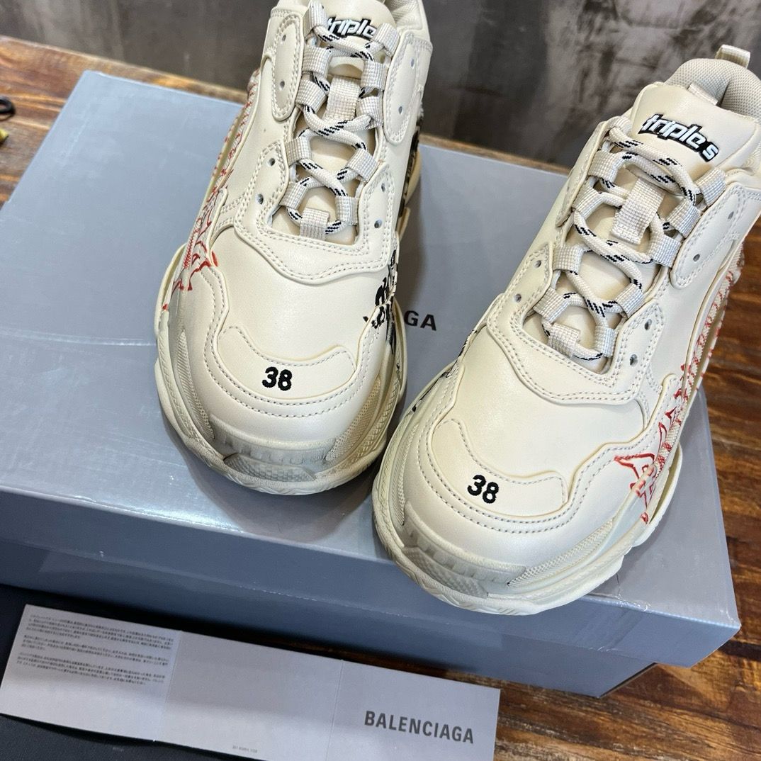 TRIPLE S SNEAKER DIY METAL IN WHITE CALFSKIN - 35