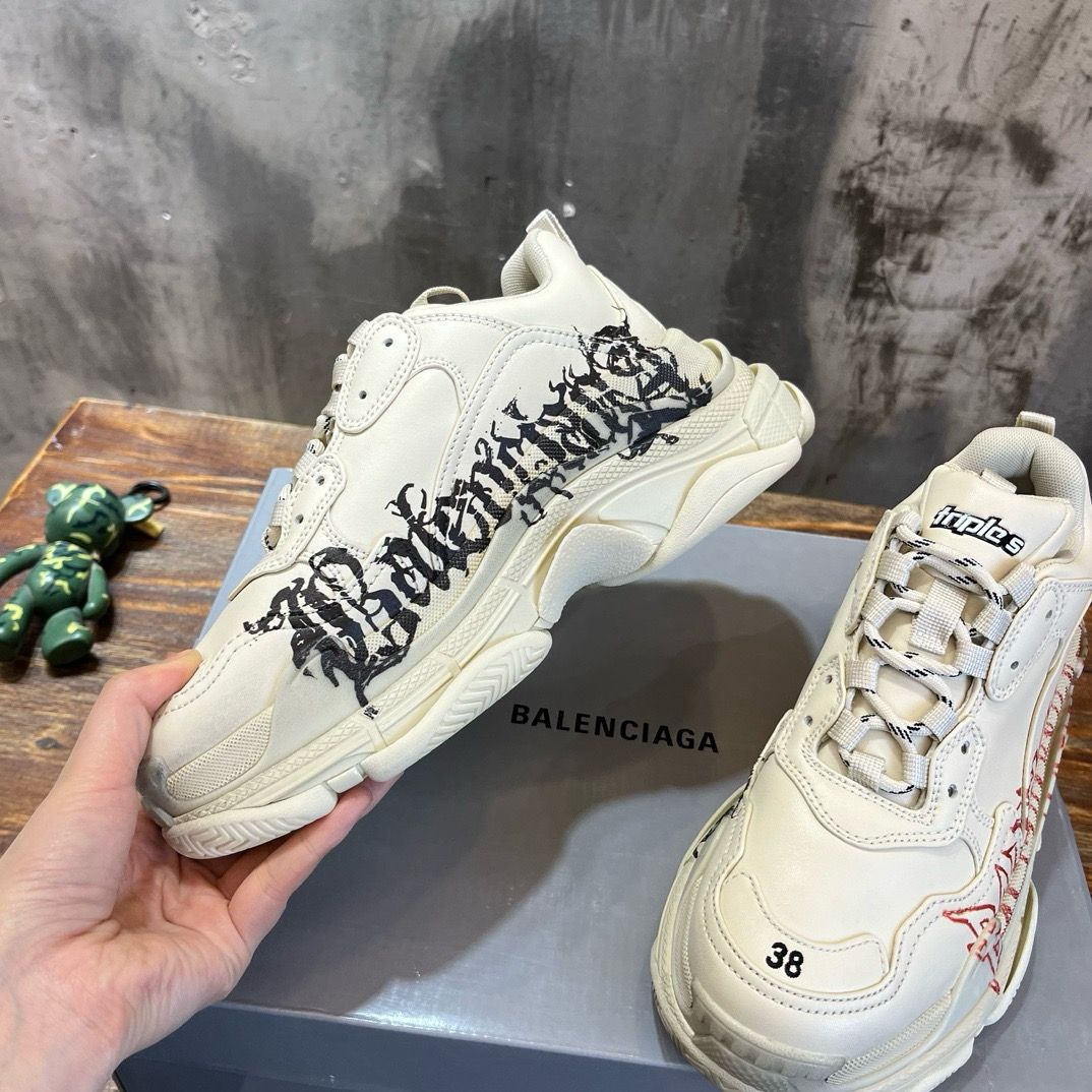 TRIPLE S SNEAKER DIY METAL IN WHITE CALFSKIN - 35