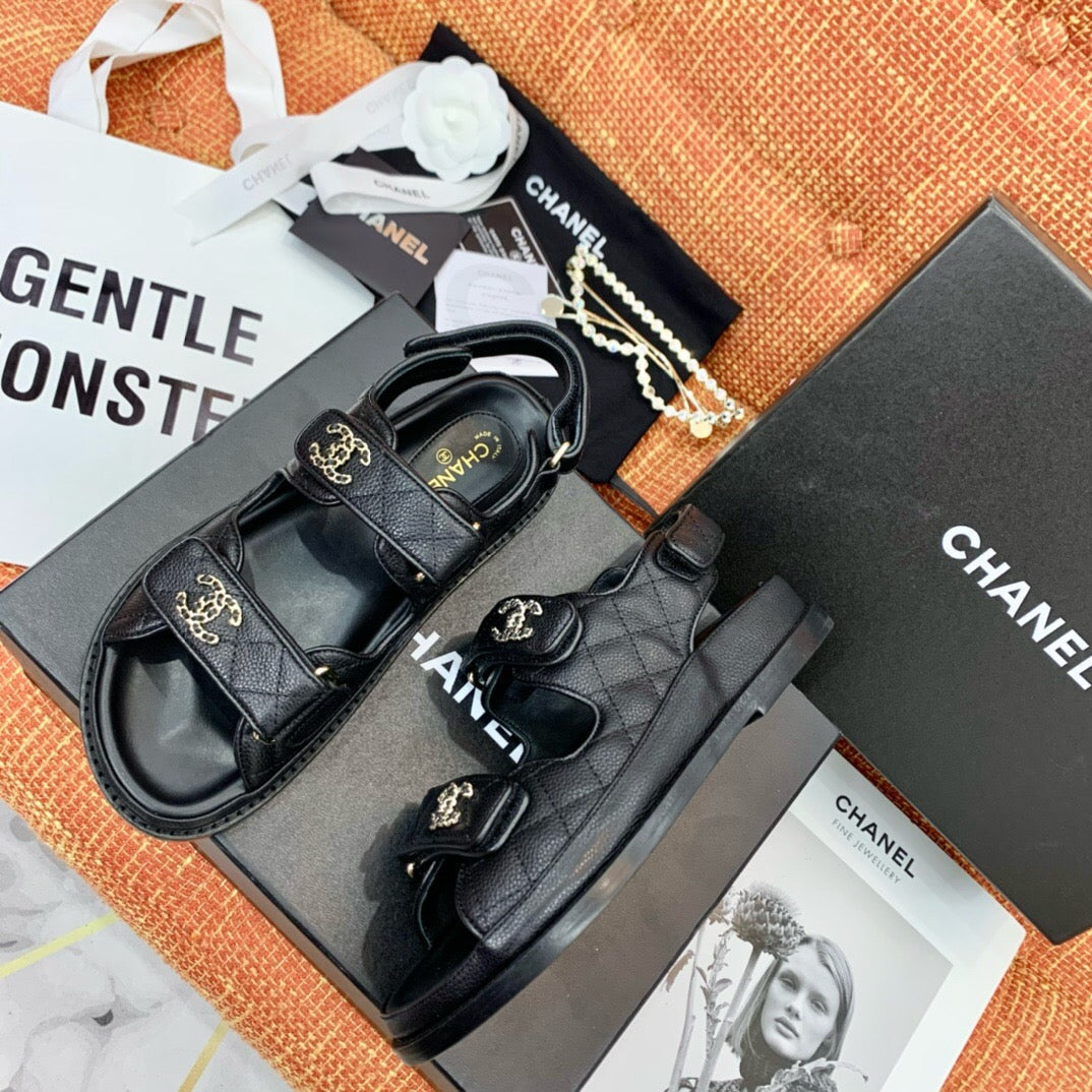 dad sandals black leather - 35