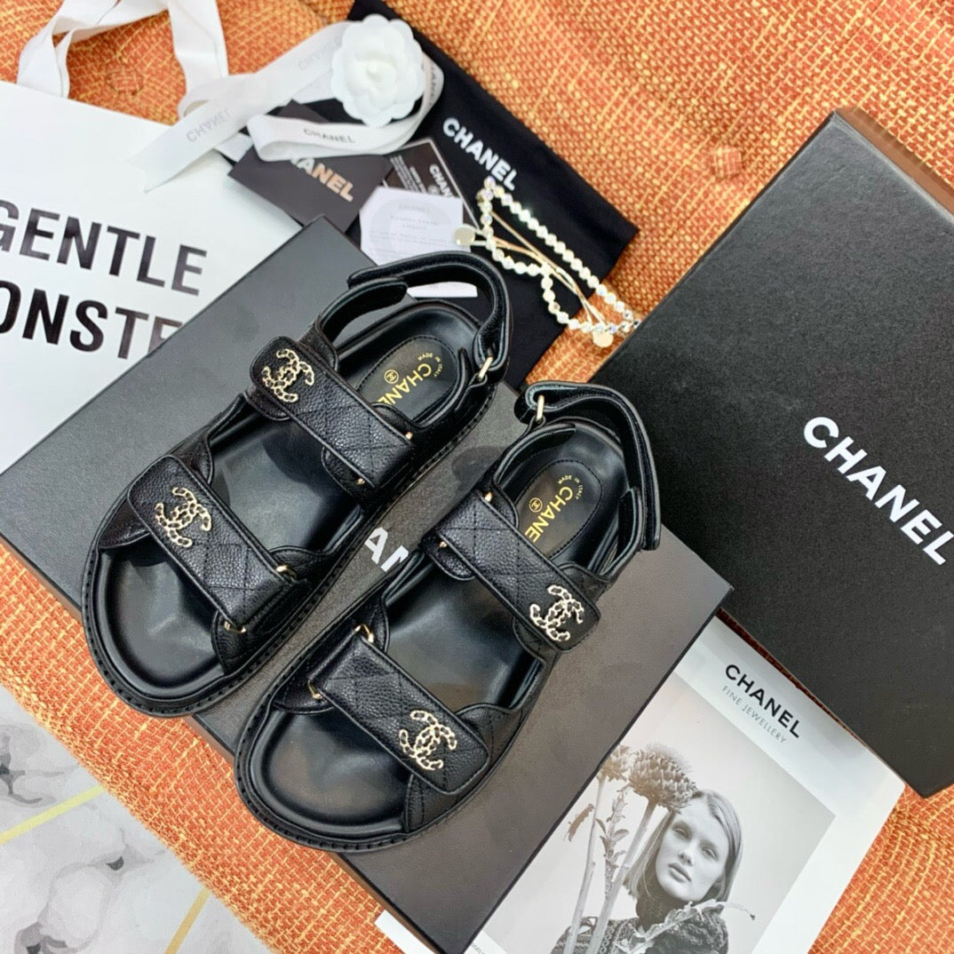 dad sandals black leather - 35