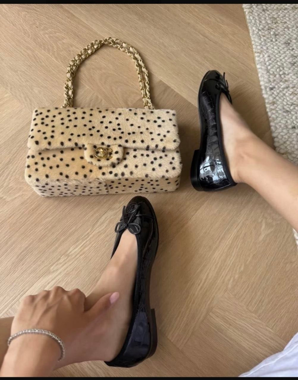 Chanel White Polka Dot Tweed Flap Shoulder Bag with Pearl Chain Handle