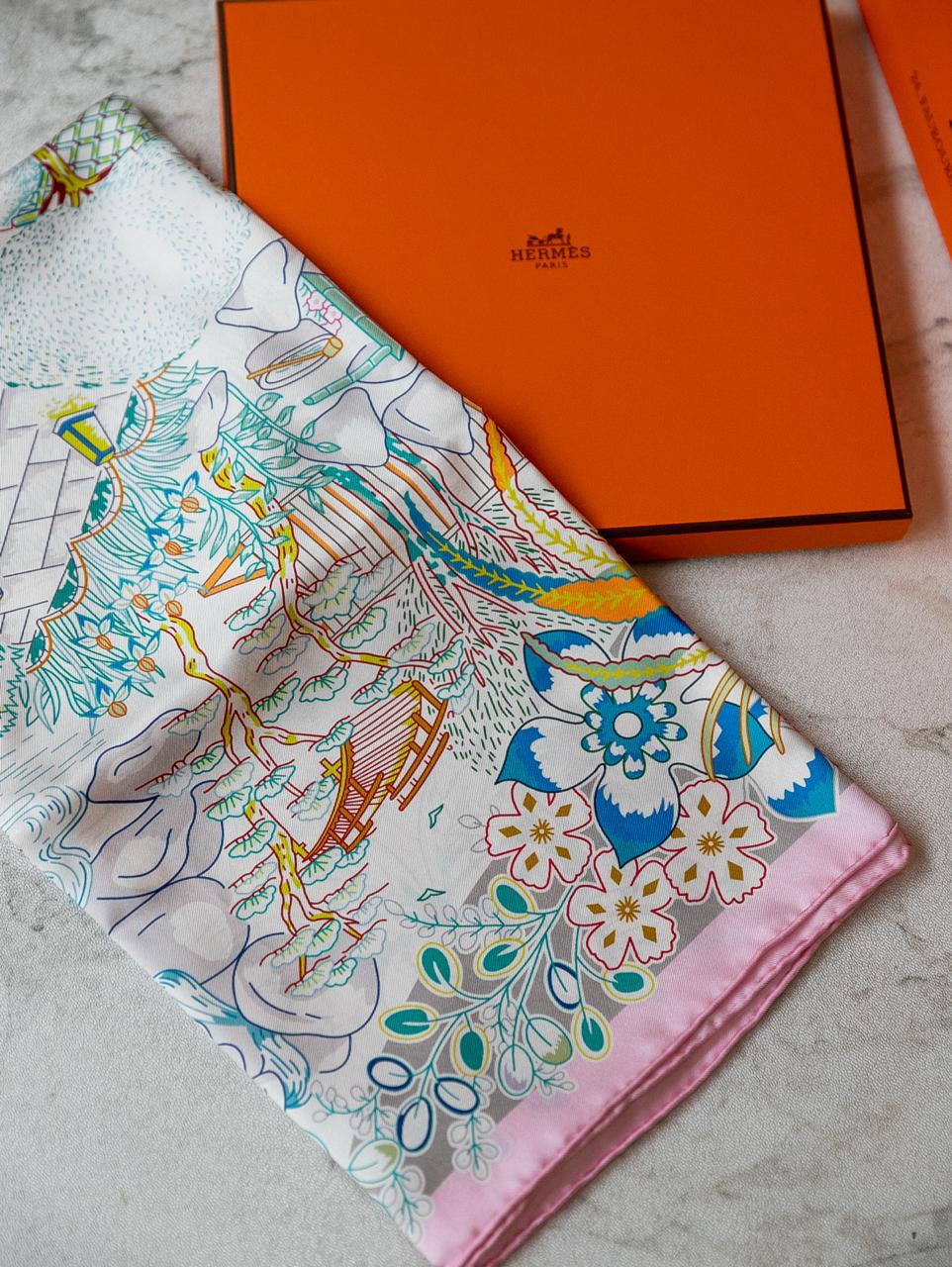 Hermès Silk Scarf with Floral & Nature Print