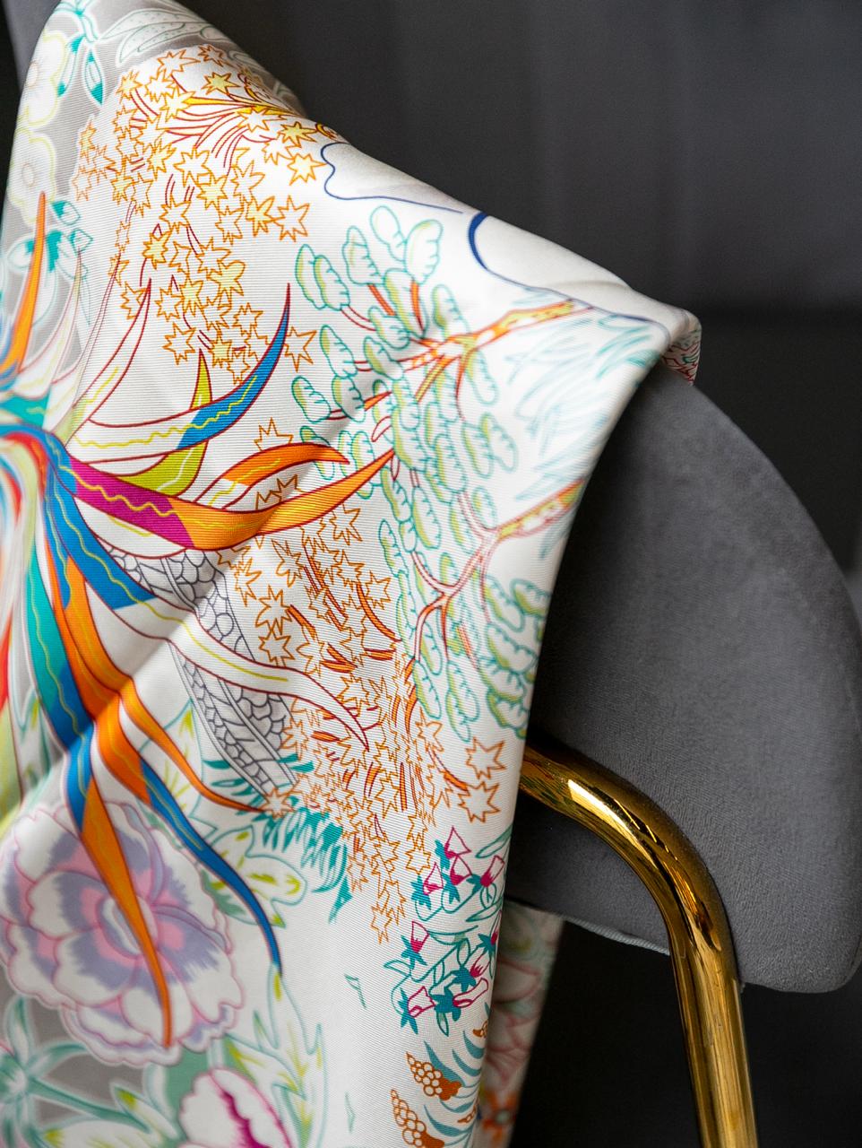Hermès Silk Scarf with Floral & Nature Print
