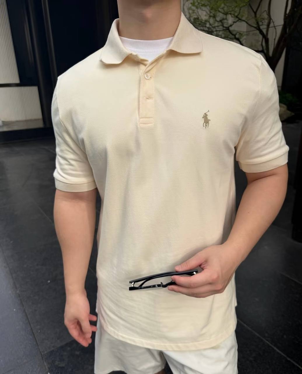 Polo Ralph Lauren Classic Ivory Cotton Polo Shirt with Signature Pony Logo